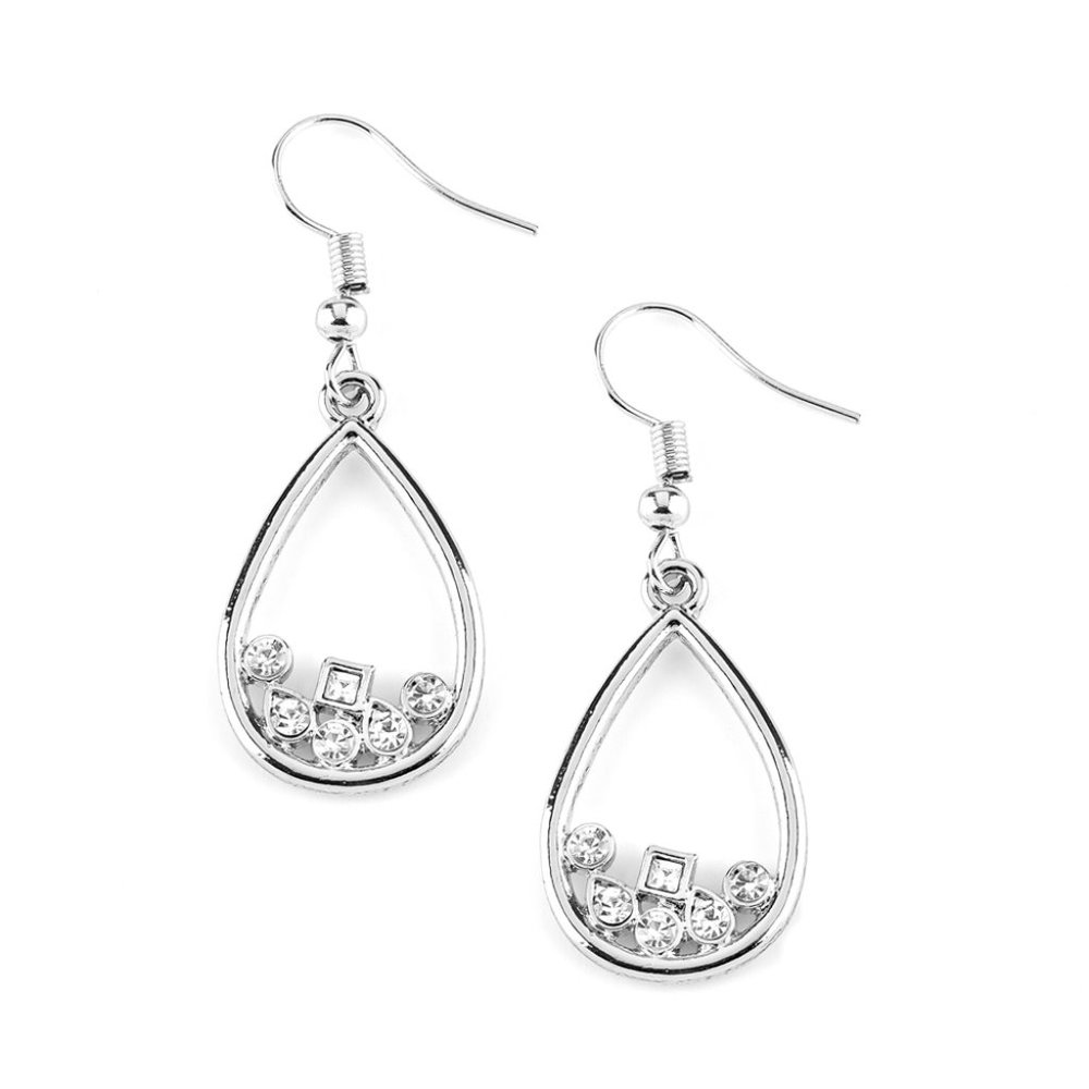 Raindrop Radiance Earrings - White